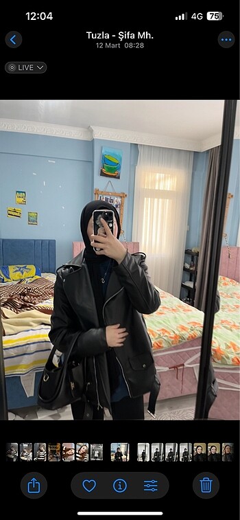Diğer Siyah deri ceket fermuarlı s-M uyumludur oversize