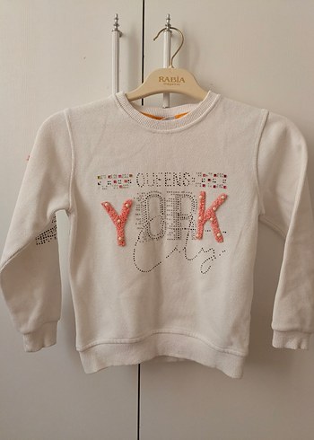 Kız Çocuk Beyaz Baskılı Sweatshirt