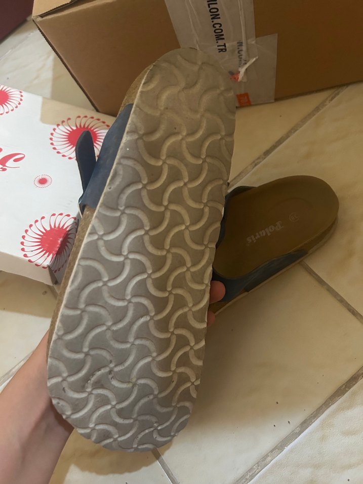 Polaris Mavi Tokalı Kadın Dolgu Topuk Terlik - Görsel 4