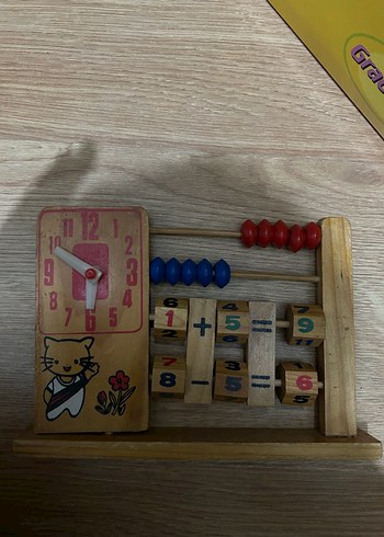 Renkli Ahşap Eğitim Saati ve Matematik Oyuncağı