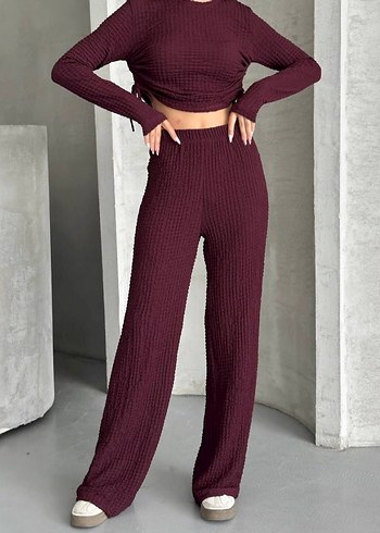 Diğer Bordo Renk Bubble Kumaş Eşofman Takımı
