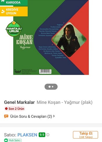 MİNE KOŞAN 45'LİK PLAK TERTEMİZ - Görsel 3
