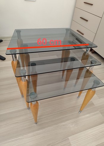 çok şık üçlü zigon cam sehpa - Görsel 5