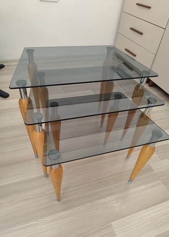 çok şık üçlü zigon cam sehpa - Görsel 2