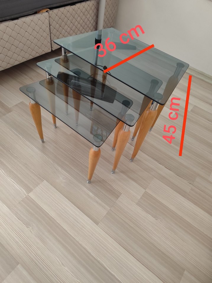 çok şık üçlü zigon cam sehpa - Görsel 4