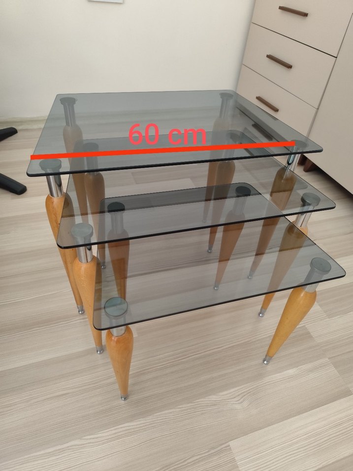 çok şık üçlü zigon cam sehpa - Görsel 5