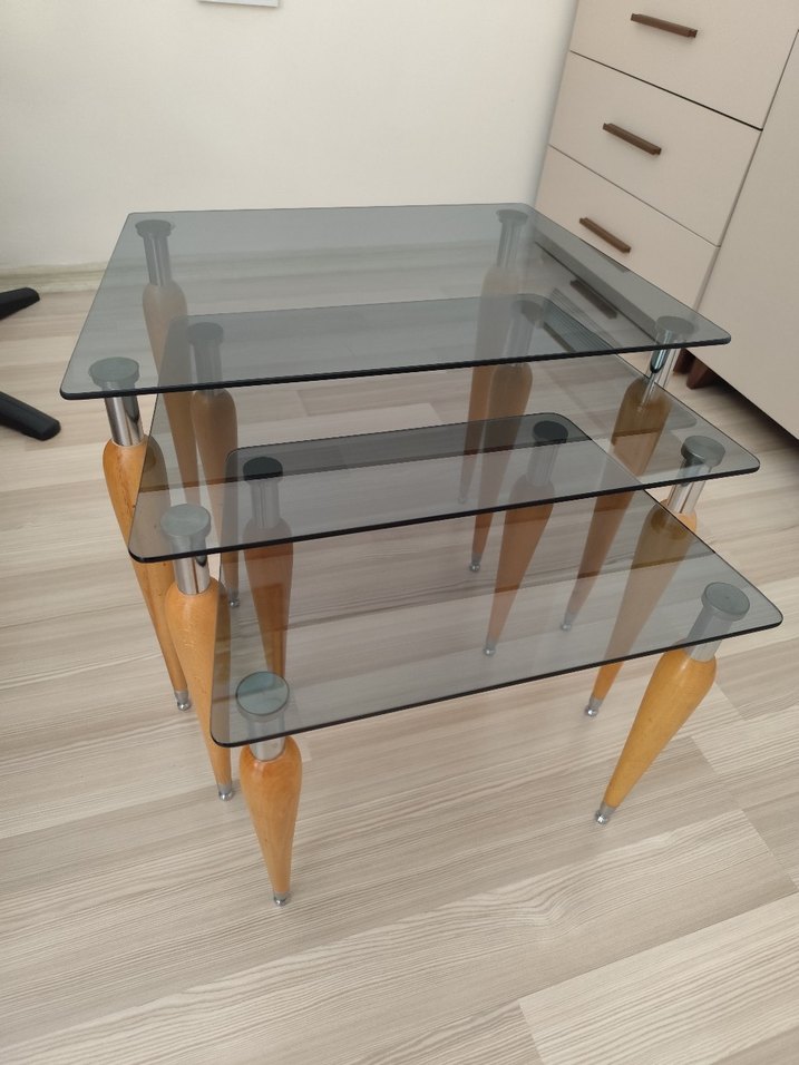 çok şık üçlü zigon cam sehpa - Görsel 2