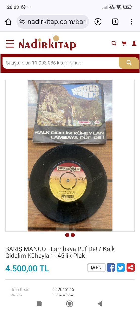 BARIŞ MANÇO 45'LİK PLAK TEMİZ SORUNSUZ - Görsel 3