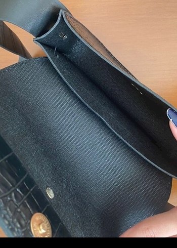 Kemerli Siyah Yılan Derisi Desenli Kadın Çanta - Görsel 4