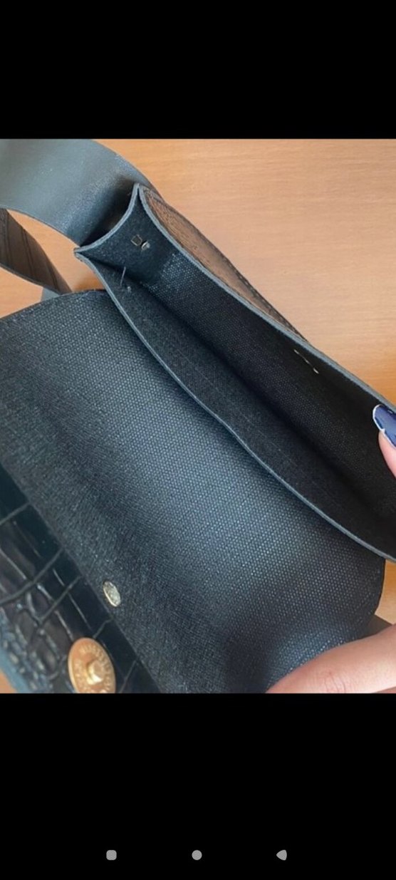 Kemerli Siyah Yılan Derisi Desenli Kadın Çanta - Görsel 4