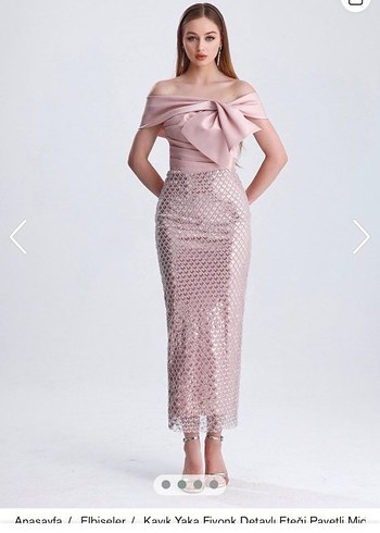 Pudra Pullu Drapeli Uzun Abiye Elbise - Görsel 2