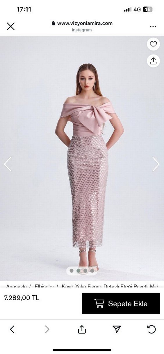 Pudra Pullu Drapeli Uzun Abiye Elbise - Görsel 2