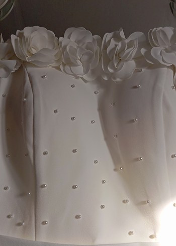 Çiçek Detaylı Midi Mini Gelinlik - Görsel 5