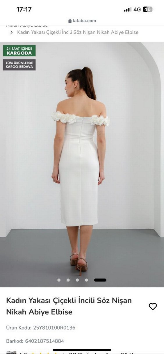 Çiçek Detaylı Midi Mini Gelinlik - Görsel 3