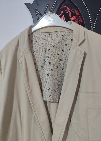 Bej Pamuklu Düğmeli Midi Ceket - Görsel 2