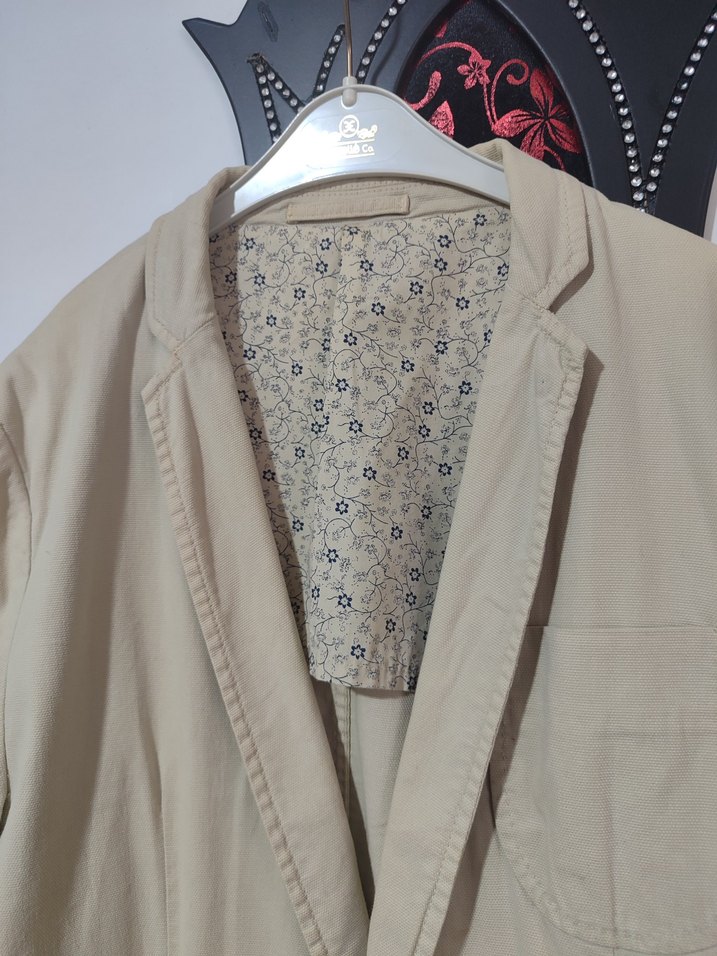 Bej Pamuklu Düğmeli Midi Ceket - Görsel 2