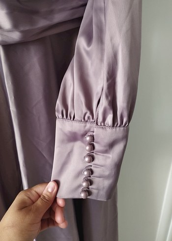 Drapeli Mor Tesettür Abiye - Görsel 5