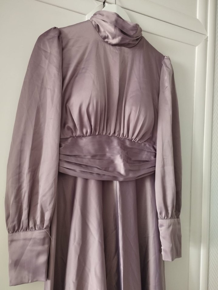 Drapeli Mor Tesettür Abiye - Görsel 2