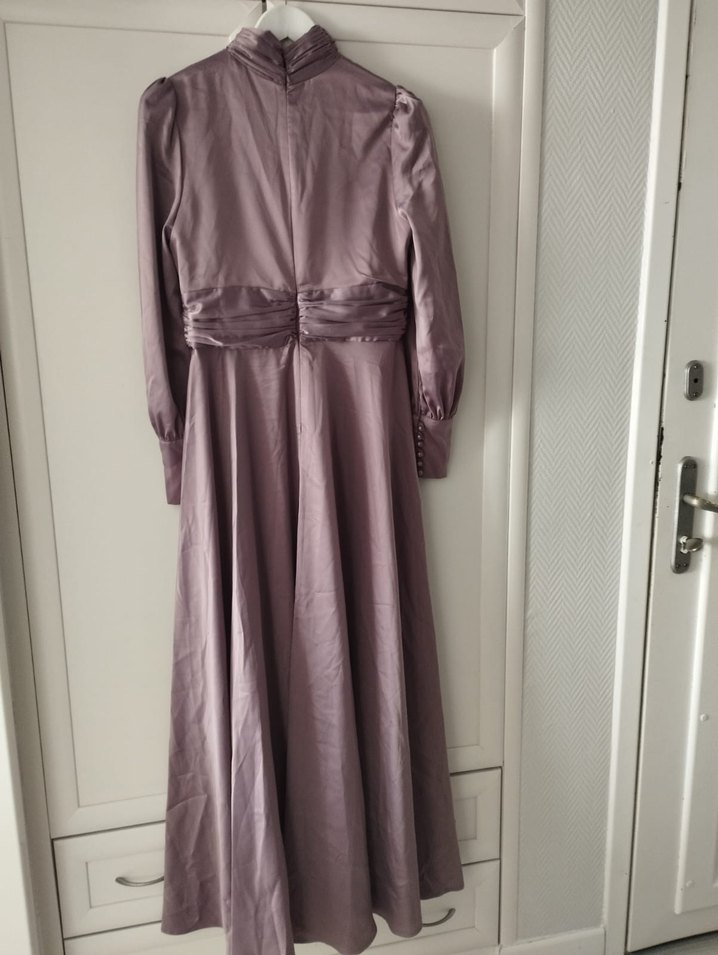 Drapeli Mor Tesettür Abiye - Görsel 3