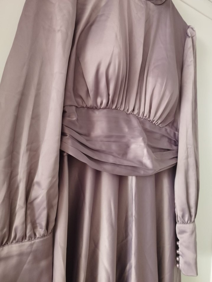 Drapeli Mor Tesettür Abiye - Görsel 4