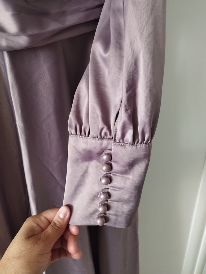 Drapeli Mor Tesettür Abiye - Görsel 5