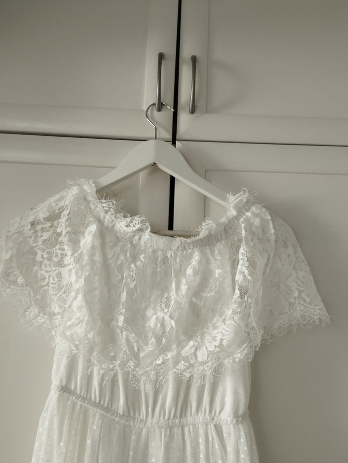 Dantel Detaylı Beyaz Elbise - Görsel 2