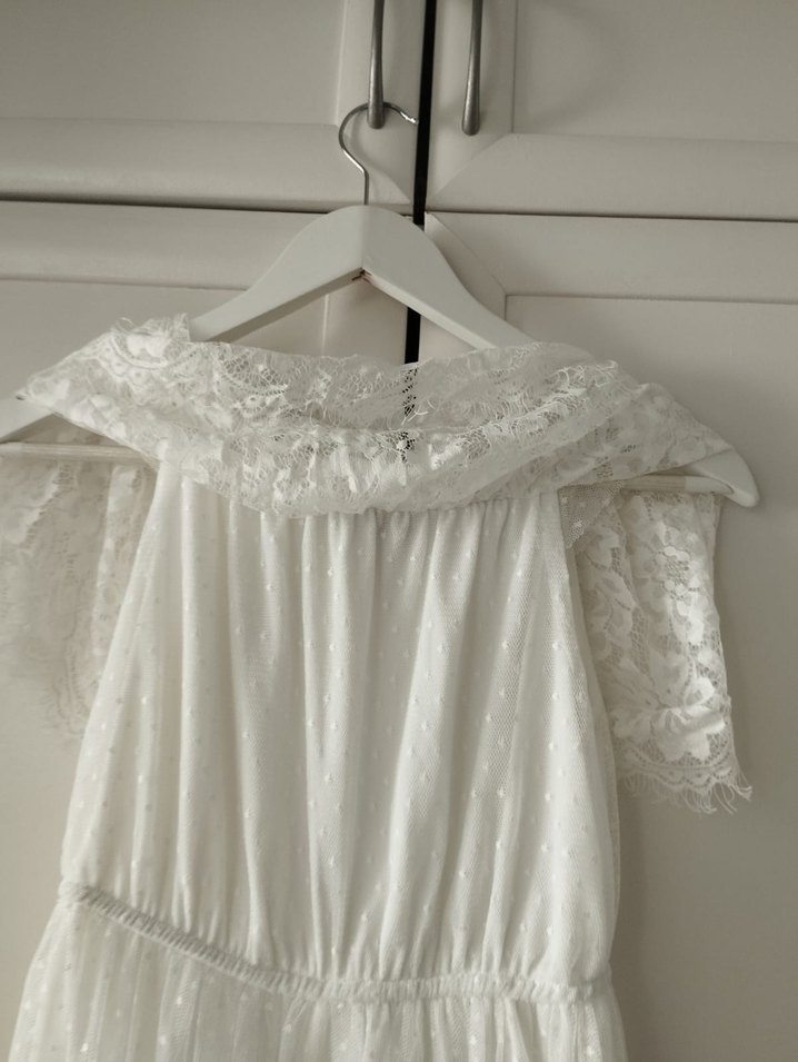 Dantel Detaylı Beyaz Elbise - Görsel 3