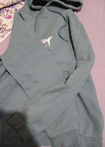 Diğer Kapüşonlu Bebek Mavisi Kadın Sweatshirt