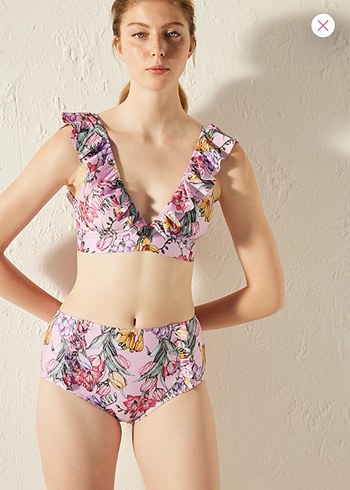 Pembe Fırfırlı Bohem Bikini alt