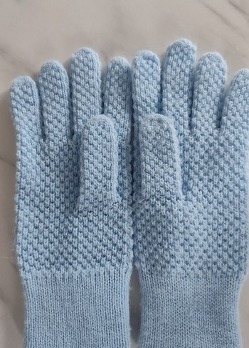 kız çocuk Mavi Örgü Eldiven - Görsel 2