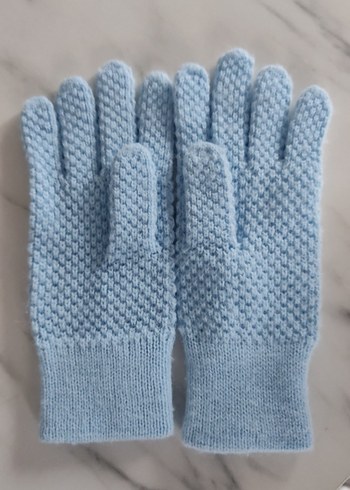 kız çocuk Mavi Örgü Eldiven - Görsel 3