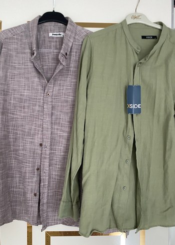XSIDE Erkek Haki Regular Fit Uzun Kollu Keten Gömlek - Görsel 2