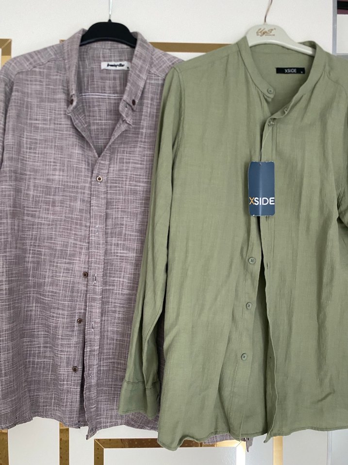 XSIDE Erkek Haki Regular Fit Uzun Kollu Keten Gömlek - Görsel 2