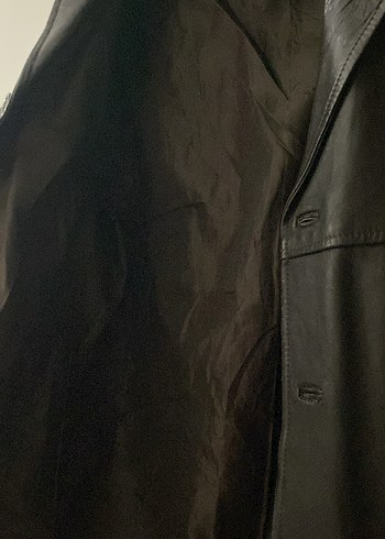 Düğmeli Siyah Deri Erkek Ceket - Görsel 5