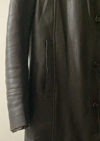 Düğmeli Siyah Deri Erkek Ceket - Görsel 6