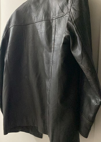 Düğmeli Siyah Deri Erkek Ceket - Görsel 7