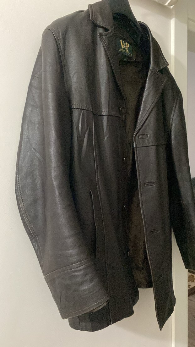 Düğmeli Siyah Deri Erkek Ceket - Görsel 2