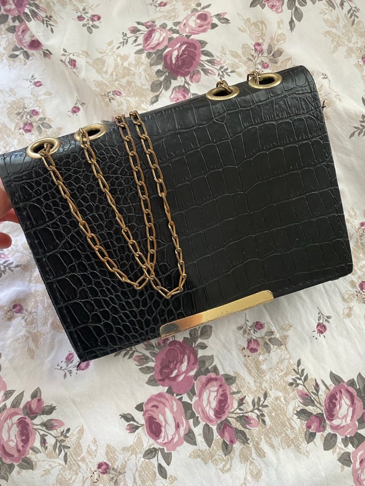 Yılan derisi siyah çanta - Görsel 2