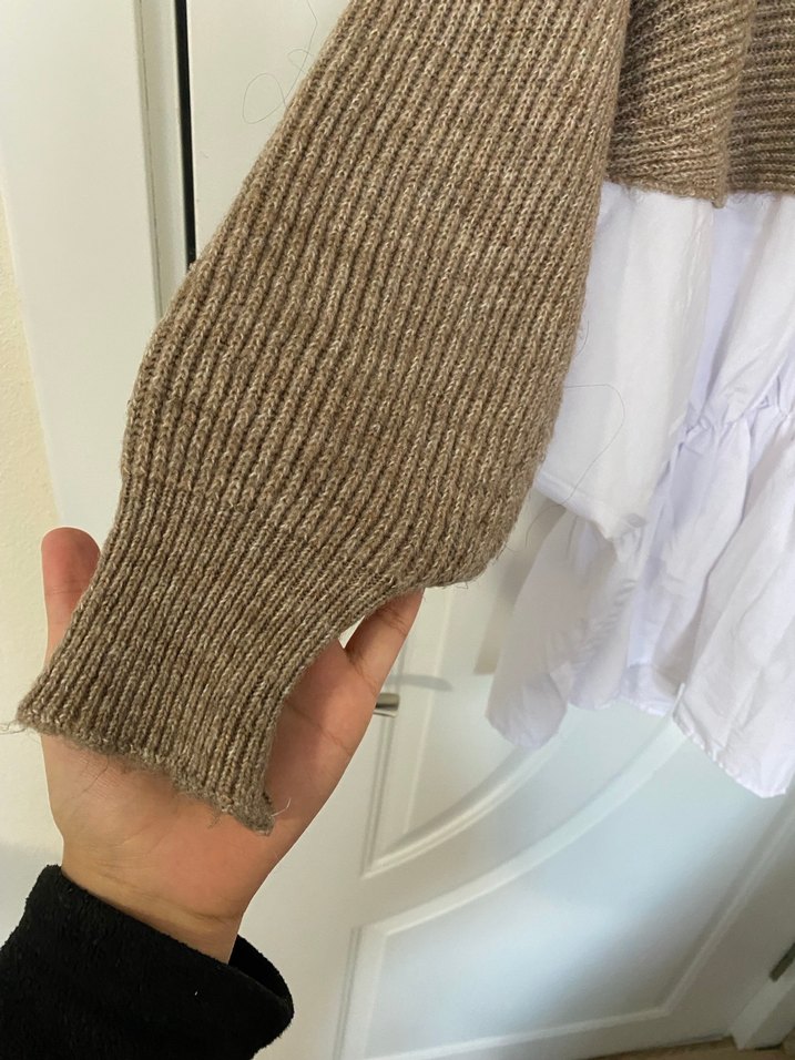 Bej Triko Midi Kadın Kazak - Görsel 4