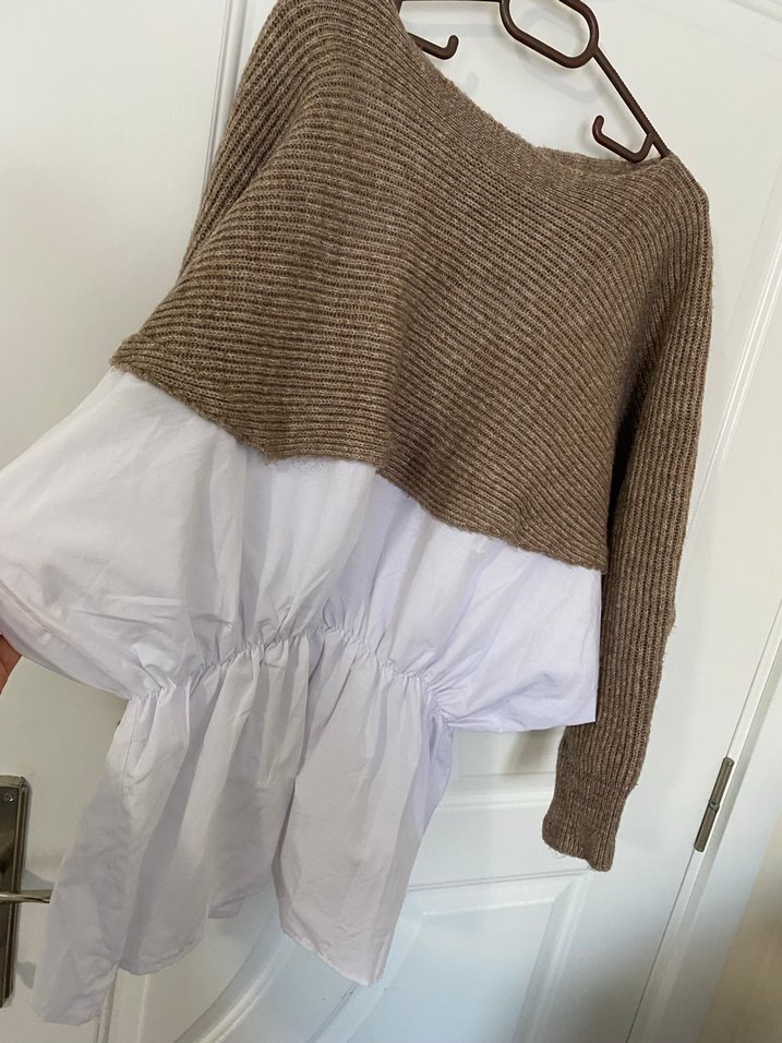 Bej Triko Midi Kadın Kazak - Görsel 3