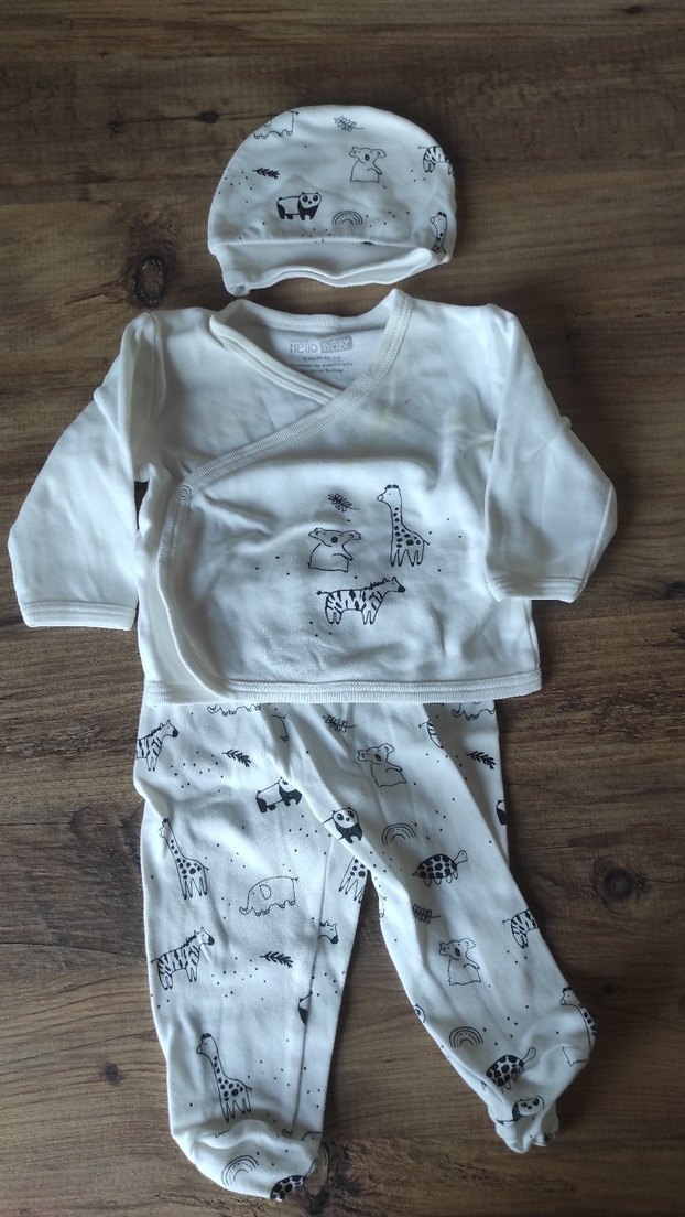 Beyaz Pamuklu Uzun Kollu zıbın bebek takımı 3 aylik - Görsel 2