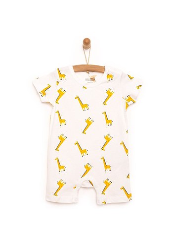 Kısa Kollu Bebek Zürafa Desenli kısa tulum - Görsel 2