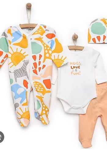 bebek 4 parçalı tulum, zıbın takım hellobaby 3 aylık - Görsel 2