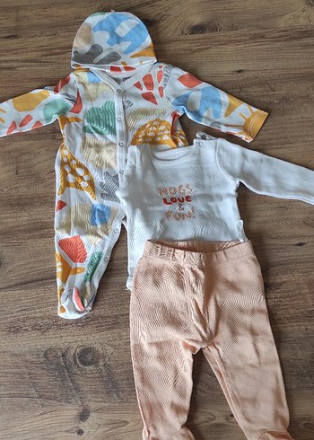 bebek 4 parçalı tulum, zıbın takım hellobaby 3 aylık - Görsel 3