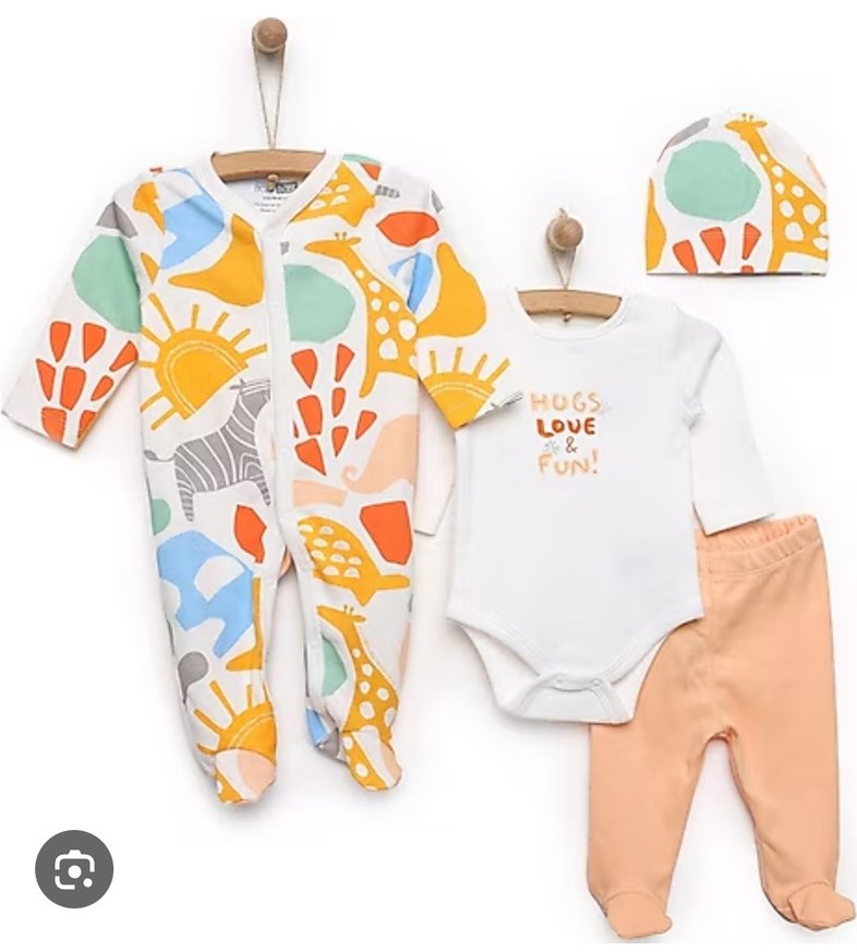 bebek 4 parçalı tulum, zıbın takım hellobaby 3 aylık - Görsel 2