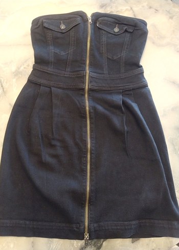 Levis Siyah Kot Midi Straplez Elbise