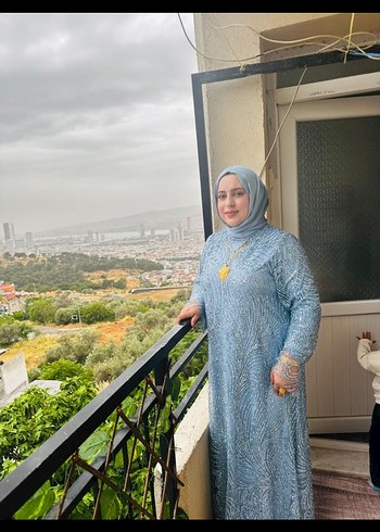 46 Beden Uzun Kollu Drapeli Mavi Şık Abiye