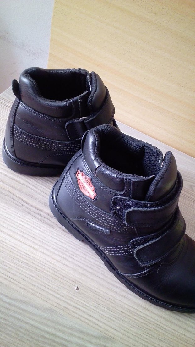 Siyah Erkek Çocuk Biker Botları Velcro - Görsel 2