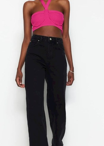 Kadın Siyah Regular Fit Denim Pantolon