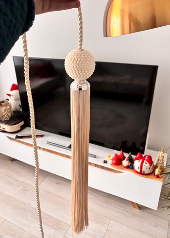 Modern Klasik Beyaz Nakışlı Perde Bağı Braçol - Görsel 2